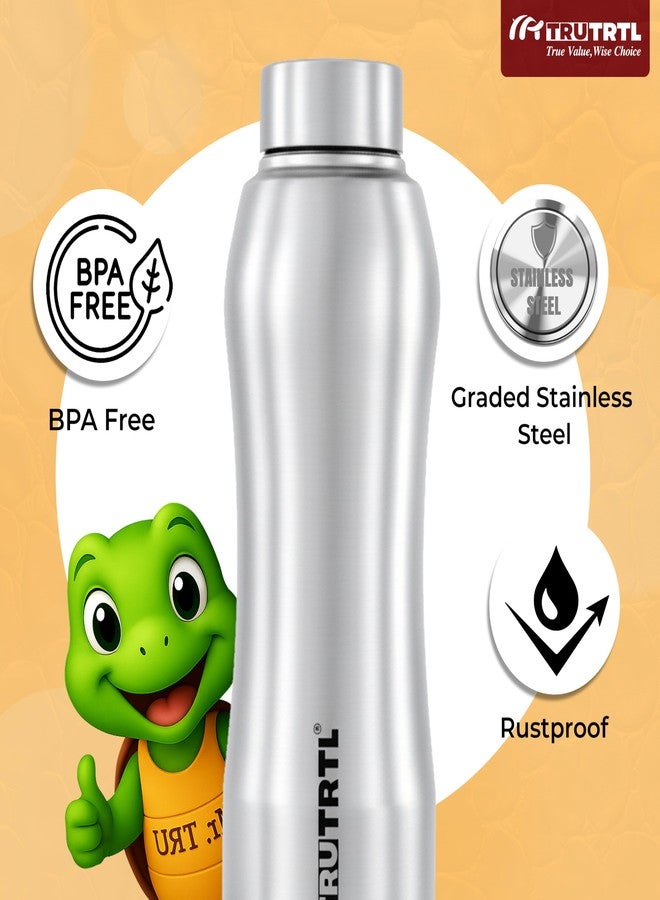truTRTL Steely Stainless Steel Water Bottle 1000 ml | ISI Certified | Single Wall | Leak Proof Lid | Rust Proof | For School, Office & Gym I Silver - Image 3